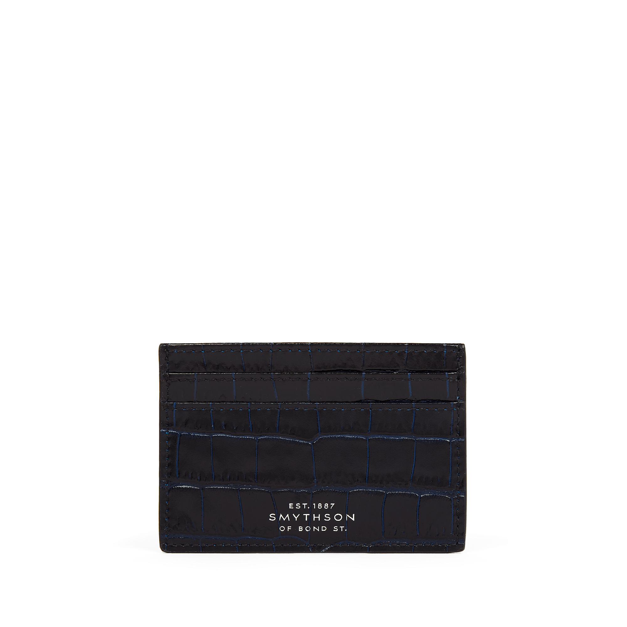 Smythson Flat Card Holder In Mara In Navy